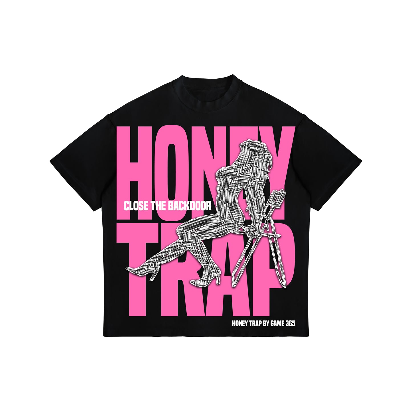 GAME 365 “Honey Trap” Close the backdoor limited edition Graphic Tee W/ Rhinestones