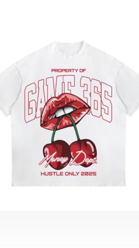 GAME 365 Limited Edition Cherry Lips “Money Dept: Hustle Only 2025” T-Shirt – Streetwear Graphic Tee Unisex